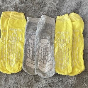 Grip No-Show Socks - Yellow & Gray